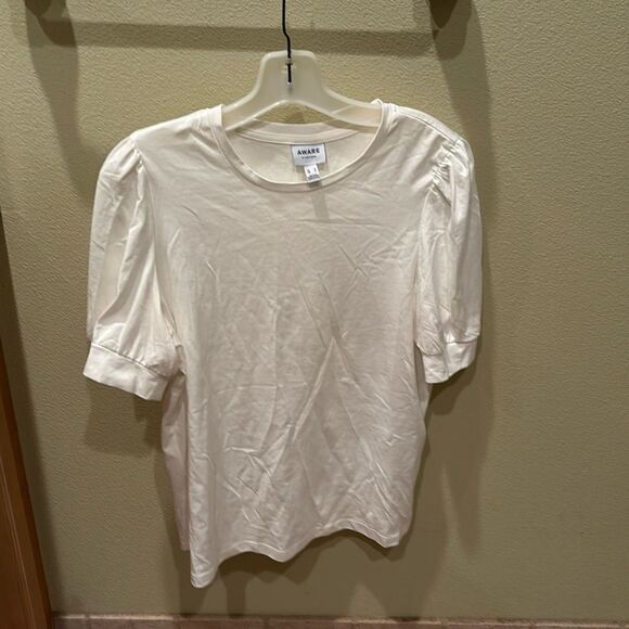 Aware by Vero Moda woman's white shirt sleeve white tee shirt/ dramatic sleeves - Picture 1 of 11